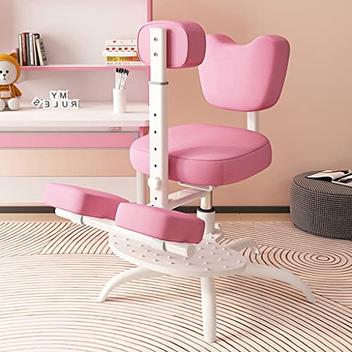 WAEYZ Einstellbare Hebe Kniend Stuhl, Student Verbessert und Korrigiert Haltung Stuhl, Ergonomische Sitzgelegenheiten, Brust Schutz Bar, Fünf Kralle Struktur Beinauflage (Color : Pink)