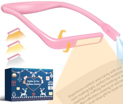 Mothers Day Gifts for Mom Wife: Neck Booklight for Reading in Bed at Night, Pink Light Knitting Accessories Sewing Supplies,Teen Girls College Students Gifts for Women Mom Nurse Present Mothers Day