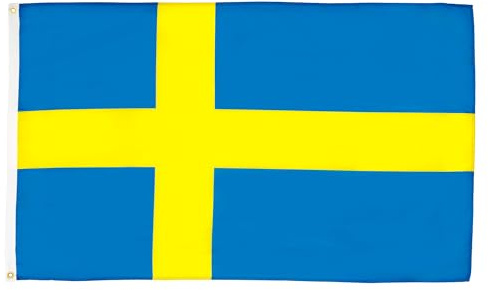 AZ FLAG Bandiera Svezia 150x90 cm Svedese Poliestere Leggero 2 Occhielli | Uso interno bandiera decorativa Sverige doppie cuciture e bordi rinforzati con occhielli metallici