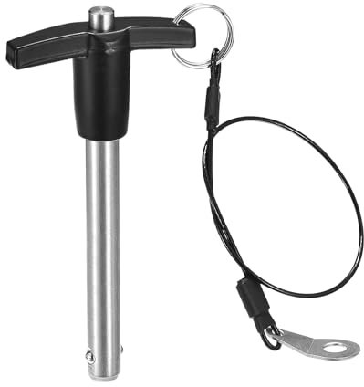 QUARKZMAN Spille di Bloccaggio a Maniglia T, Diametro Perno 25/64, Lunghezza Utilizzo 2-3/4 Perno Rilascio Rapido in Acciaio Inossidabile con Cavo Sicurezza 10mm-70mm