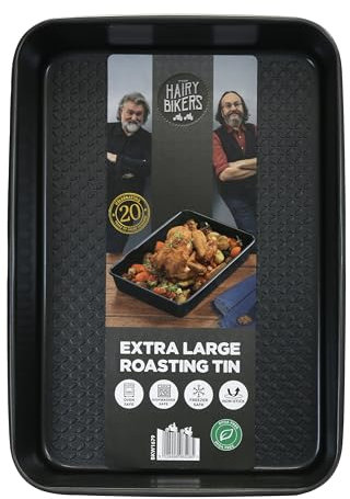 Hairy Bikers Bakeware, Extra Large Roasting Tin, Non-Stick Coating, PFOA Free, Oven Safe, Dishwasher Safe, Freezer Safe, Black