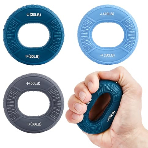 Hand Grip Strengthener, Grip Strength Trainer, Fingers Exerciser - Silicone Rings for Muscle Training Sports Rock Climbing Finger Rehabilitation Training,Hand & Wrist Muscles Trainer Stress Relief,5 Resistance Levels(3 PCS)