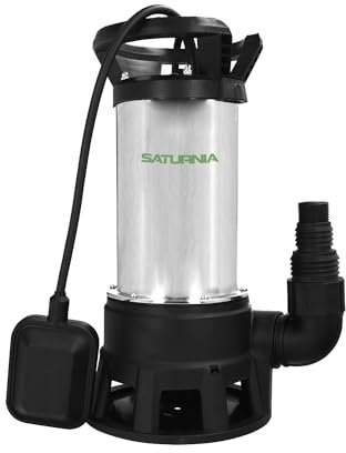 SATURNIA Bomba Aguas Sucias Sumergible Inoxidable 1.300 W. 25.000 lts/hora, Profundidad 7 Mts, Elevación 11 mts. Particulas max. Ø 38 mm.