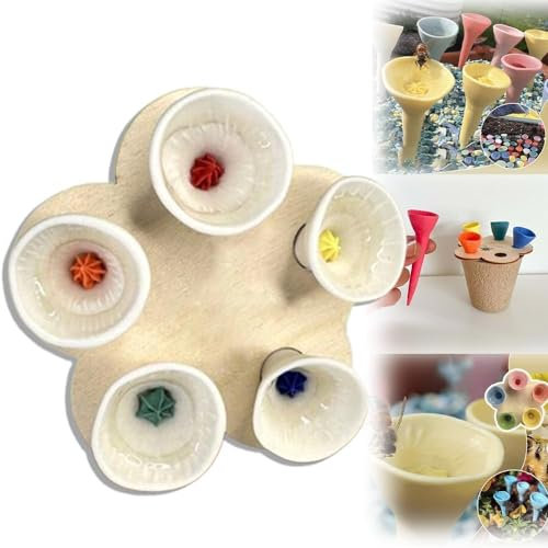 Siapude Bee Insect Drinking Cup,Bees Need Safe Places to Drink,Thirsty Pollinators Need a Drink,Bee Cups,Colorful bee Insect Drinking Cups for Garden (White)
