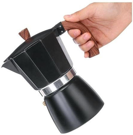WIGUROE Moka Pot, Stovetop Coffee Maker, 6 Cup/10 oz Stovetop Espresso Maker, Aluminium Italian Espresso Maker Moka Pot, Moka Coffee Pot for Classic Espresso (Black)