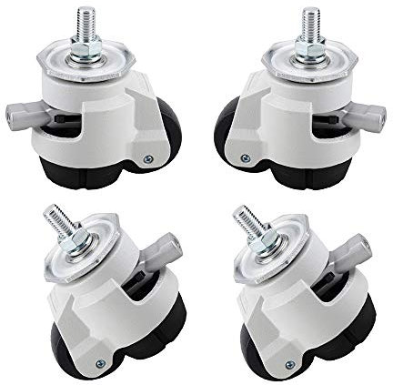 Ruedas para Muebles Juego de 4 ruedas giratorias,ruedas giratorias de vástago de servicio pesado de 50/60 mm,ruedas de banco de trabajo industrial,base de goma,ajustables/de seguridad,t