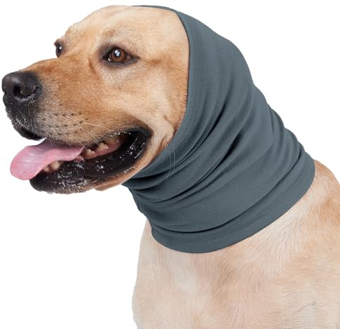 Yaopelky Calming Dog Ear Covers for Noise Protection - Headband for Anxiety Relief, Noise Canceling for Fireworks, Thunderstorms - Grooming Aid (Blue, L)
