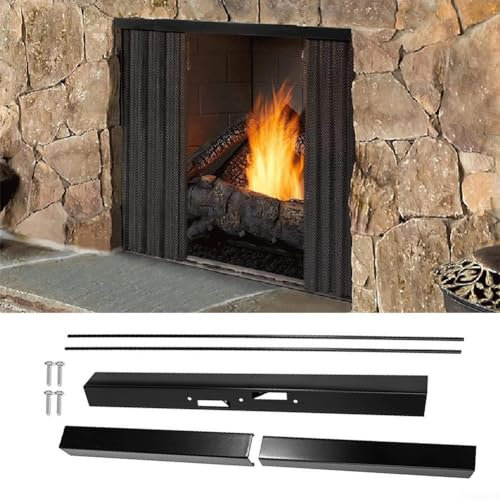 Verstellbare Stange und Volant-Set, Kamin-Vorhangstangen-Set, für Kamin, Funkenschutz, Kamin-Netzvorhang zum Aufhängen von Metallgitter-Vorhängen