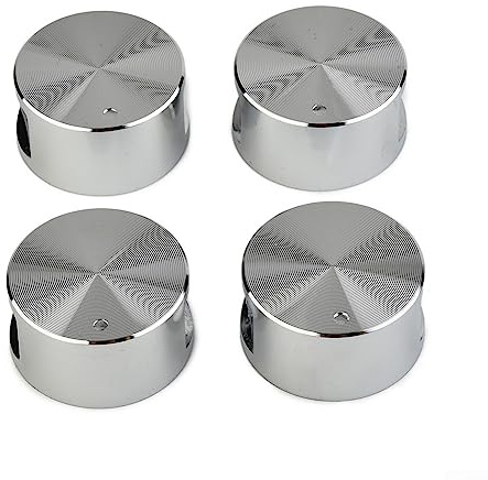 HpLive Pack of 4 Gas Hob Knobs 6 mm, Zinc Alloy Round Gas Hob Handle Kitchen Accessories for Gas Stove or Oven, Silver
