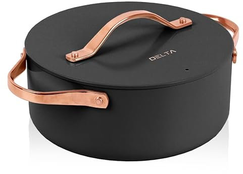 Prime Cuisine 5-Quart Dutch Oven, Nonstick Coating Cookware, Induction Base, Oven Safe to 450°F, Ideal for Stews, Soups, and Roasts, Matte Black