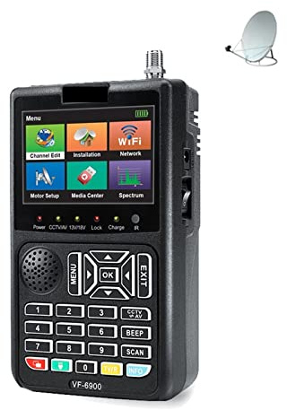 Sat Finder, VF-6900 Satellite Finder HD Digital Meter for ricevitore satellitare 1080P HD, DVBS/S2 Satfinder Handhel Meter CCTV AHD 8MP Sat Finde,per l'impostazione della parabola satellitare(VF-6900