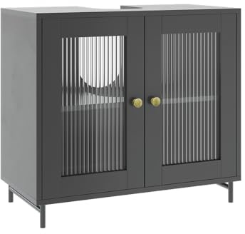 Vicco Waschbeckenunterschrank Malte, Grau, 60 x 58 cm | zur Aufbewahrung von Badutensilien und kombinierbar mit Malte