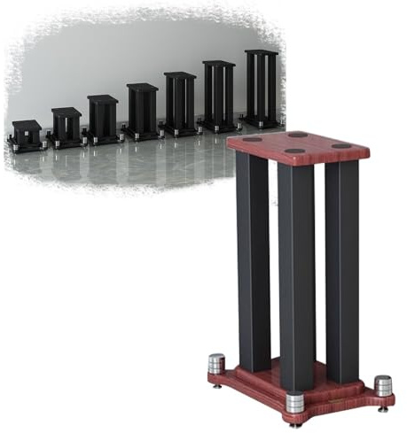 Support de haut-parleur stéréo Bluetooth robuste de 78,7 cm pour son surround en teck AV support multimédia pour bibliothèque et haut-parleurs satellites (22 x 28 x 70 cm)