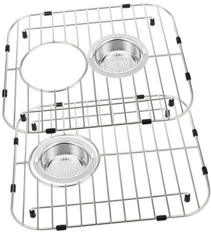 DIYEAH 2 Pcs Stainless Steel Kitchen Sink Grates Protective Bottom for Drying Dishes Scratch Resistant Rack with Filters Versatile Use Kitchen Laundry Room
