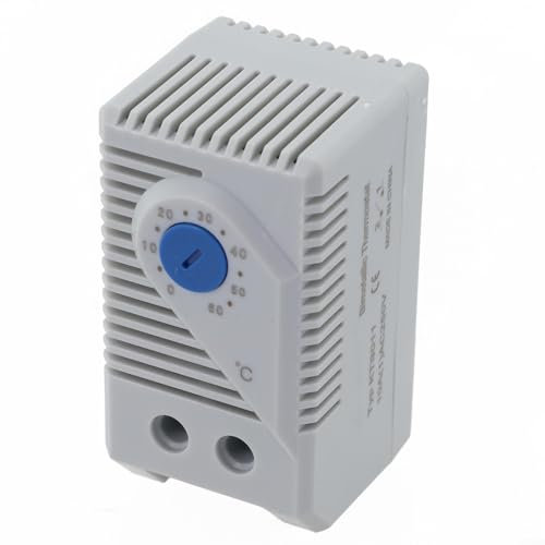 Fauhapyway DIN Rail Mechanical Temperature Controller Bimetal Thermostat Switch With Adjustable Range 0-60℃ for Electrical Cabinets(KTS011)