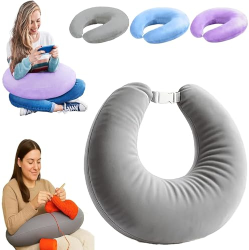 Coussin Lecture - Oreiller De Jeu,Oreiller De Soutien Au Crochet.LéGer Et Portable,Il Soulage Les Tensions.Coussin Ergonomique Pour Les Bras, IdéAl Pour Lire, Jouer,Travailler Et Crocheter. (Gris)