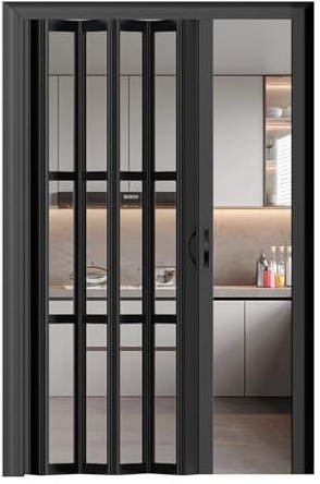 Ziehharmonika-Tür-Magnetverschluss, PVC, Ziehharmonika, Akkordeon-Tür, für Wohnzimmer, Kleiderschrank, Badezimmer, anpassbar, Falttüren, Innenbereich, Grau, Weiß, Schwarz