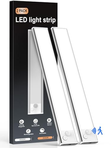 Demkia Schrankbeleuchtung Unterbauleuchte Küche LED mit Bewegungsmelder, 2200mAh Licht Aufladbar 6500K Akku Lampe USB Schranklicht Leuchte Magnetische Lichtleiste Kabellos Batterie Leiste
