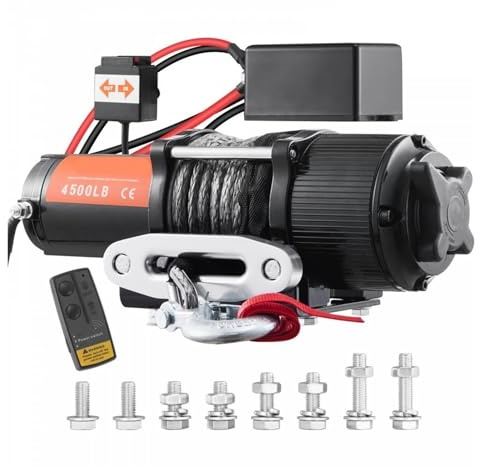 Argano elettrico da 4500 libbre for ATV UTV, verricello con fune in nylon telecomando wireless o cablato for il traino di fuoristrada, SUV, camion, auto(Nylon rope)