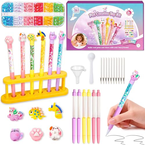 NXPZ Fabrique a Stylo, Atelier des Stylos Personnalisé pour Enfants, Kit de Création de Stylos Personnalisés DIY, Jouet Créatif de Fabrication, Cadeau pour Filles et Garçons de 6 à 12 Ans