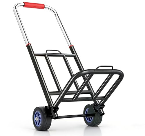 Sackkarre Klappbar aus Edelstahl & Höhenverstellbar (69-103 cm) – Transportkarre mit 80 kg Tragkraft und 10 cm stille Vollgummireifen, Stabil und Platzsparend für Schwere Lasten