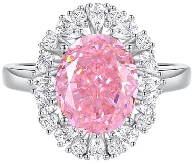 Ayoiow Frauen Ringe Weisgold für Damen, 5ct Laborsaphir und Moissanit Halo Vorsteckring Ehering für Sie, 18 Karat Weißgold Größe 49 (15.6)
