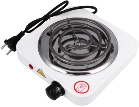 SOIMISS Placa Calefactora Portátil Quemador Eléctrico de 1000w Control de Temperatura Ajustable, Estufa de Café Compacta de Bobina de Alambre para Uso Doméstico y Camping, Horno Eléctrico