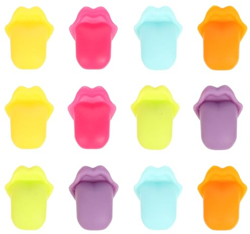 Milisten 12pcs Drink Markers Wine Glass Markers Silicone Tongue Shaped Reusable Portable Creative Unique Design Party Ktv Decoration
