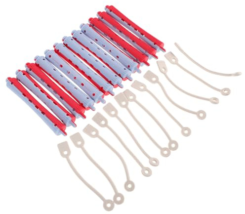 Artibetter Juego de 12 Varillas para Permanente de Cabello, Rulos Pequeños sin Calor de 19x91 Mm en Gris, Azul y Rojo, Herramientas Profesionales para Peinar Rizos y Ondas en Peluquería y