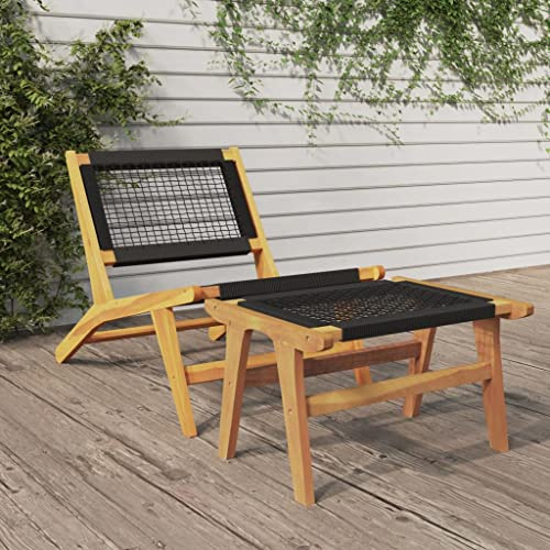 Gartensessel aus Holz mit Fußauflage, klappbar, aus massivem Teakholz, abnehmbare Fußstütze, max. Belastbarkeit 110 kg, ideal für Terrasse und Terrasse