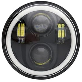 PYBYCEGNZK Faro LED Moto Per Dyna Per Sportster XL 1200 883 5-3 4 Faro Rotondo Con Anello Halo Ambrato Bianco Proiettore Da 5,75 Pollici LED Moto Faro Fanale Anteriore