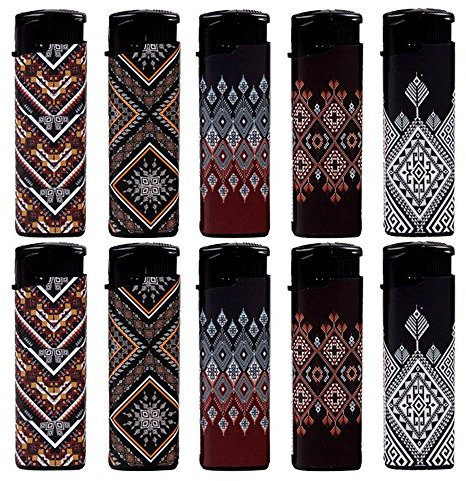 Tormenta mecheros Ethnic/Waves Turbo Llama, Jet Flame Tormenta Turbo FZG Torch 1 – 10, ETHNIC 2x Alle Muster (10 Feuerzeuge)
