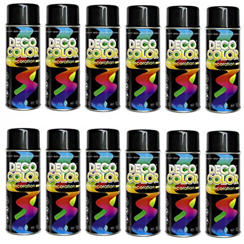 12er Sparpack (1 Karton) Lackspray glänzend 400ml schwarz glanz RAL 9005