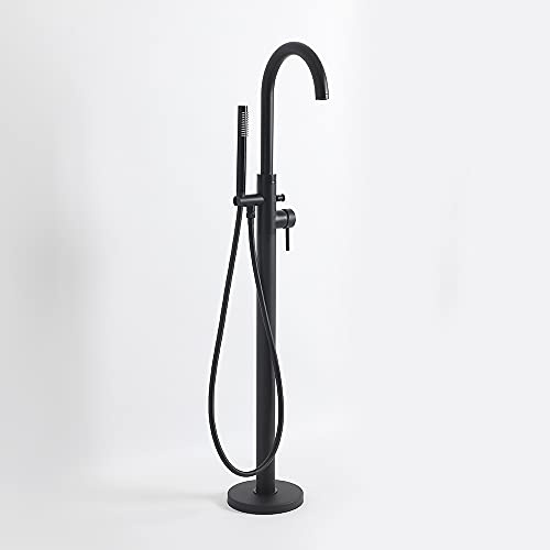 Milano Nero Freestanding Bath Shower Mixer Tap Hand Shower Handset - Black
