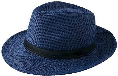 Miobo Panamahatt, stråhatt, bergshatt, Bogart-hatt, sommarhatt, Mörkblå, 60/61 cm