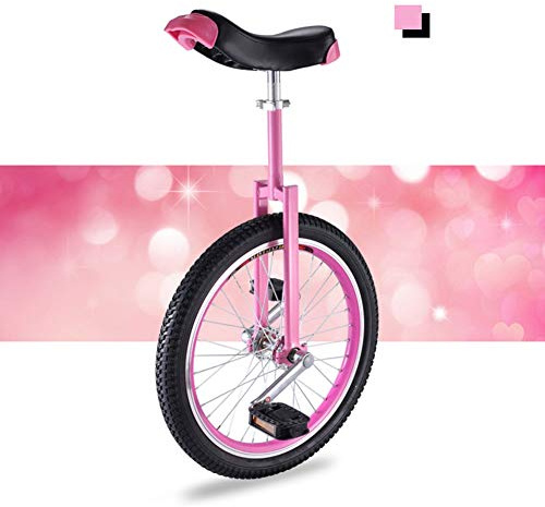 HWF Einrad Mädchen/Kinder/Erwachsene/Frauen Trainer Einrad, 16 / 18 / 20 Rad Einrad Laufrad Trainingsfahrrad für Alter 9 Jahre & Mehr (Color : Pink, Size : 18 Inch Wheel)