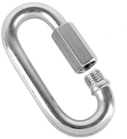 POFET 6 Stück M8 316 Edelstahl Kettenverbinder Heavy Duty D-Form Schloss, großer Karabiner Marine Grade Schnellverbindung, korrosionsbeständiger Sicherheitskettenverbinder