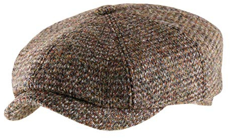 Stetson Hatteras Harris Tweed 8 Panel Newsboy Flatcap - Braun (65) - 55 cm