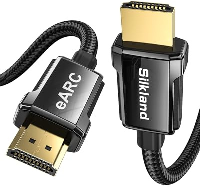 Silkland 8K HDMI ARC/eARC Cable 2.1 for Soundbar 6.6ft, 8K@60Hz 4K@120Hz High Speed HDMI Cord for Home Theater, 48Gbps, Dolby Atoms, DTS:X Compatible for Vizio Samsung Bose Sound bar, UHD TV, Blu-ray