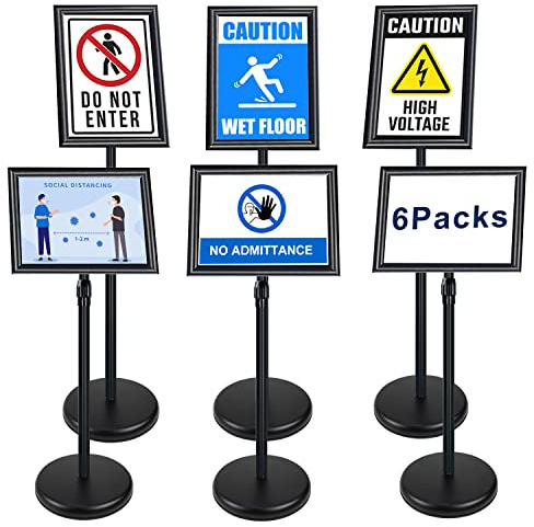 Newzealkids Porte Affiche A4 sur pied Présentoir A4 Support pour Affiche Porte-Affiche, Support de signe en alliage d'aluminium (noir, Lot de 6)
