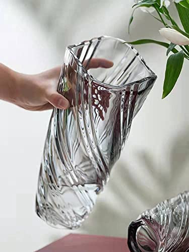 YYDSA Vase Glasvase Ins Style handgemachte kristallklare Blumenvase Dekorative Vase mit Ananasmuster Blumenblume Pflanzenbeh?lter für Home Office Dekor, Geschenk für Hochzeit (X, Linie-Grau)