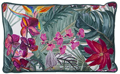 DRW Cuscino rettangolare con stampa digitale floreale con cerniera 50 x 30 cm