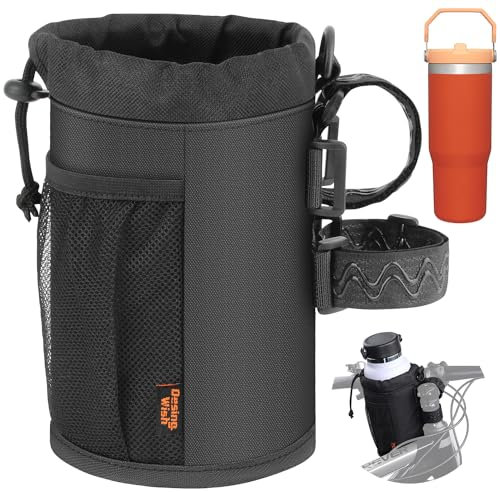 Desing Wish Bike Water Bottle Holder, 32-40oz Bike Cup Holder with Removable Non-Slip Straps Multiple Installation Methods Insulated Bike Bottle Holder for Mountain Bike, Road Bike, eBike, Scooter