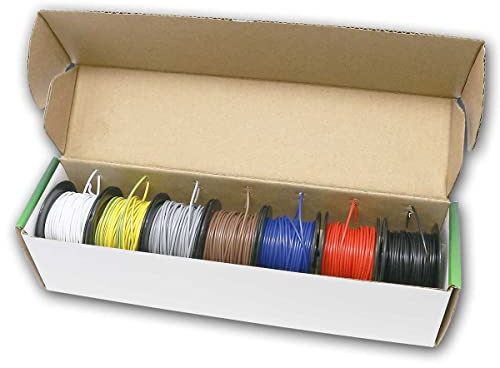world-trading-net - PVC-Schaltlitzen Set LiFY 0,14mm², 7 Farben, je 10m, auf Spulen, flexible Litze in Dispenser-Box, Aufbau mit 28x0,08mm Kupferdraht
