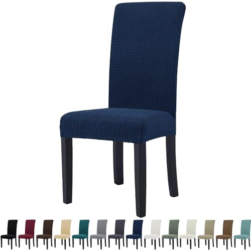 YSTELLAA Stuhlhussen 6er Set, Stretch Stuhlbezug Für Esszimmerstühle, Abnehmbarer Waschbarer stuhlhusse, Stuhlbezüge Elastisch, Hussen Für Stühle Für Hotel, Küche Restaurant, Blau