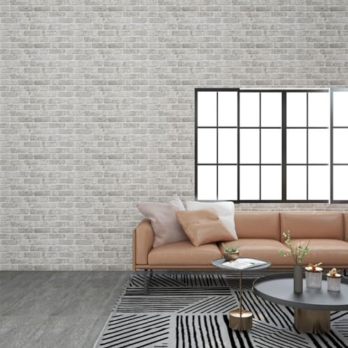Sufrk Panneaux muraux 3D avec design briques gris clair 11 pcs EPS,panneaux décoratifs 3D en forme de diamant en PVC incassable, recyclable, imperméable, inodore, pas besoin d'être peint