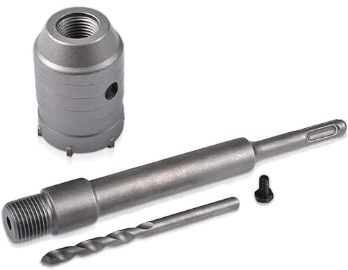 HOHXEN 50mm Concrete Hole Saw + 200mm Connecting Rod + Center Drill Bit + Positioning Screw, Wall Hole Cutter for Brick, Concrete Walls, Air Conditioning Opening, Masonry, Cement, Silicate Brick