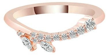 Stfery Bague de fiançailles en moissanite blanche 18 carats taille marquise - Bague de fiançailles en or avec feuille
