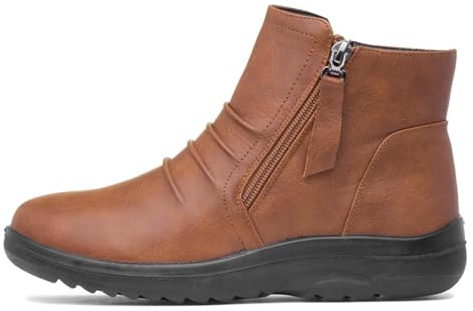 Softlites Womens Tan Zip Up Ankle Boot - Size 5 UK - Brown