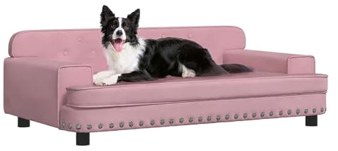 CLALER Hundesofa 90x53x30 cm Plüsch Hundecouch Hundebett Haustiersofa hundesofa für kleine Hunde und mittlere Hunde,Rosa